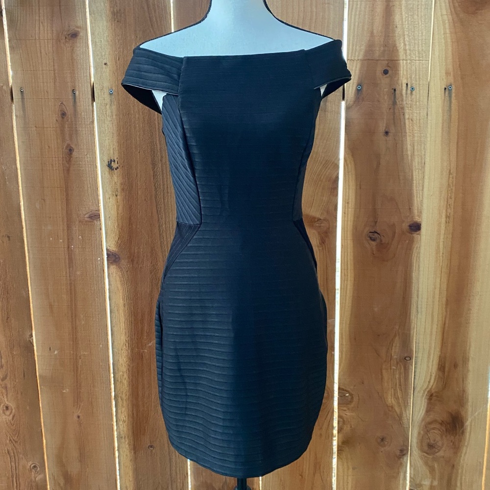 Topshop Black Ribbed Mini Dress